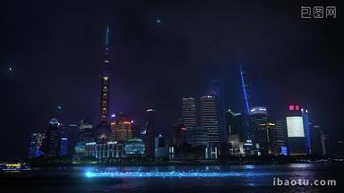 赛博朋克实景拍摄上海外滩风景